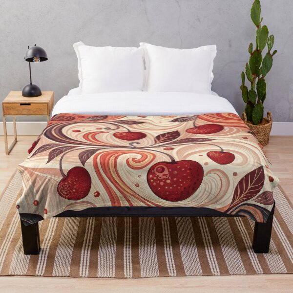Artikelvorschau, Retro-Kirschwirbelmuster – Vintage-Boho-Fruchtdesign in warmen Farbtönen entworfen und verkauft von NoctaHike.