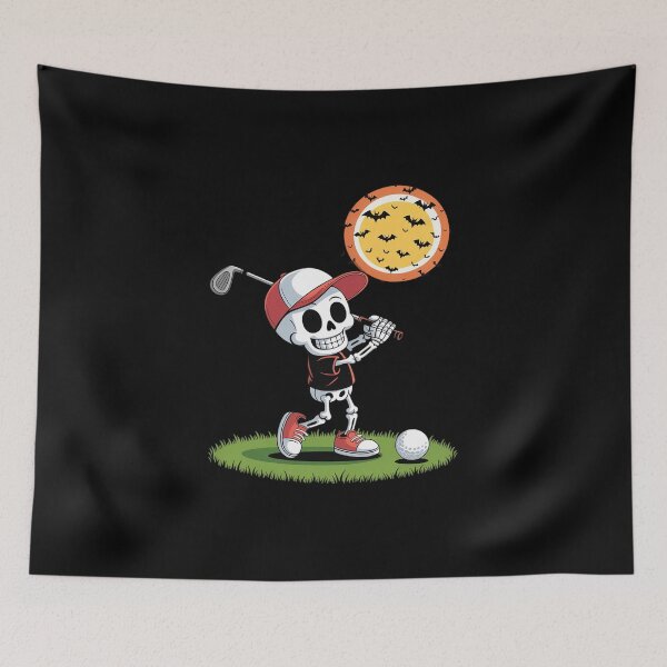 Item preview, Halloween Bogeyman Golf Resort Pumpkin Skeleton Golfer  designed and sold by MicanCuteStore.