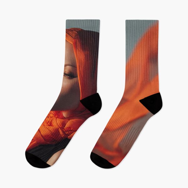 Item preview, Woman in orange scarf at sunset designed and sold by anytka.