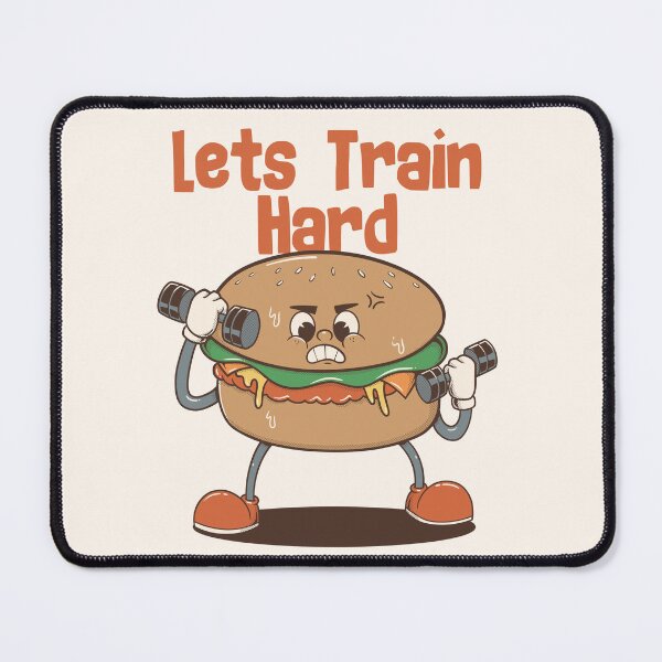 Item preview, Let’s Train Hard Burger Cute Gym Cartoon Design designed and sold by Azzafahmulilmi.