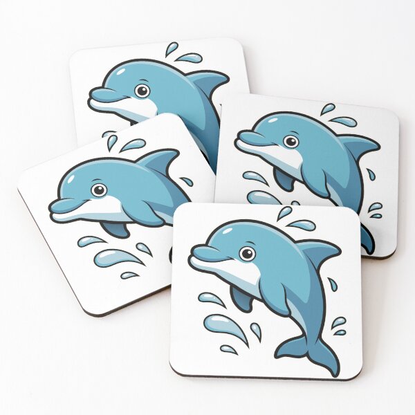 Artikelvorschau, Niedlicher Cartoon-Delfin planscht im Wasser entworfen und verkauft von Royalsticker.