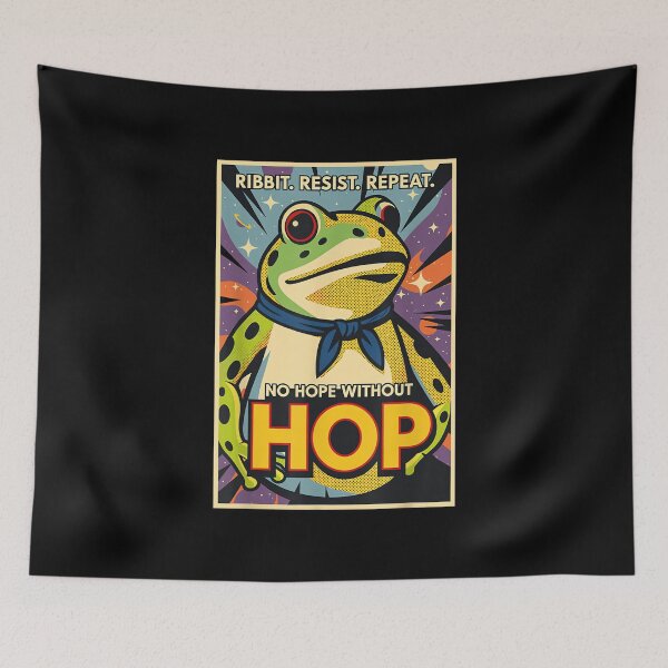 Item preview, Ribbit Resist Repeat No Hope Without Hop Funny Portland Frog designed and sold by Coussahi.