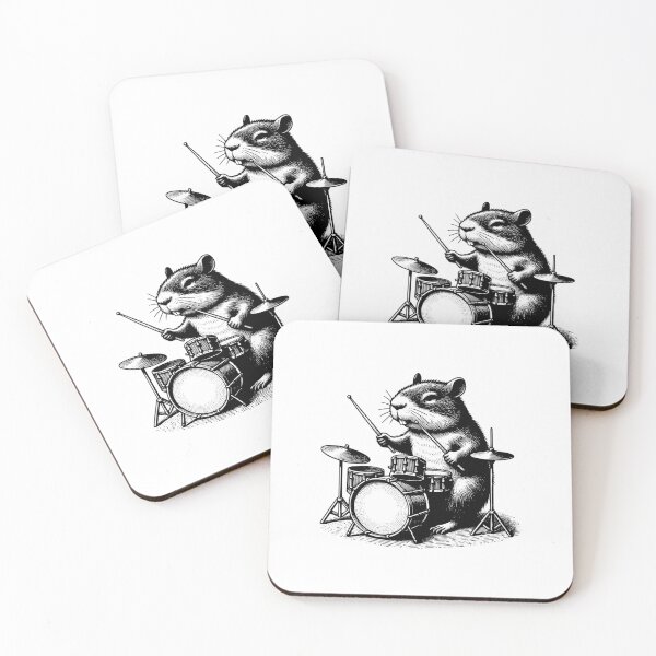 Item preview, Vintage Drummer Hamster Engraving — Monochrome Rock Animal Sketch designed and sold by Colorful-Garden.