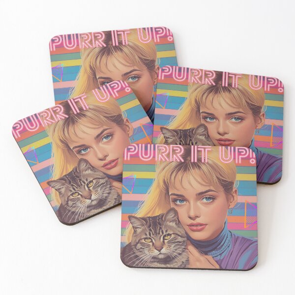 Item preview, Cute Retro Girl with Cat - PURR IT UP! designed and sold by Vintage City.