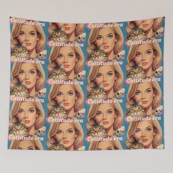 Item preview, Cute Retro Girl with Cat Cattitude Era! Vintage  designed and sold by Vintage City.