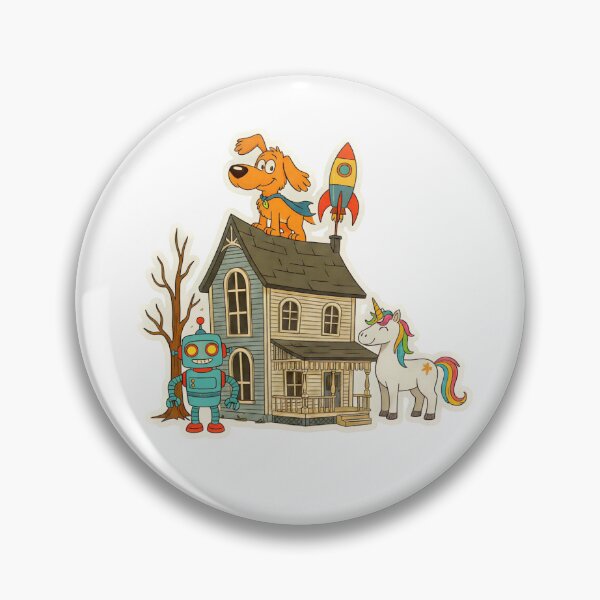 Item preview, Super-Dog, Robot, & Unicorn Adventure on the Old House Sticker designed and sold by XM STOREZ .
