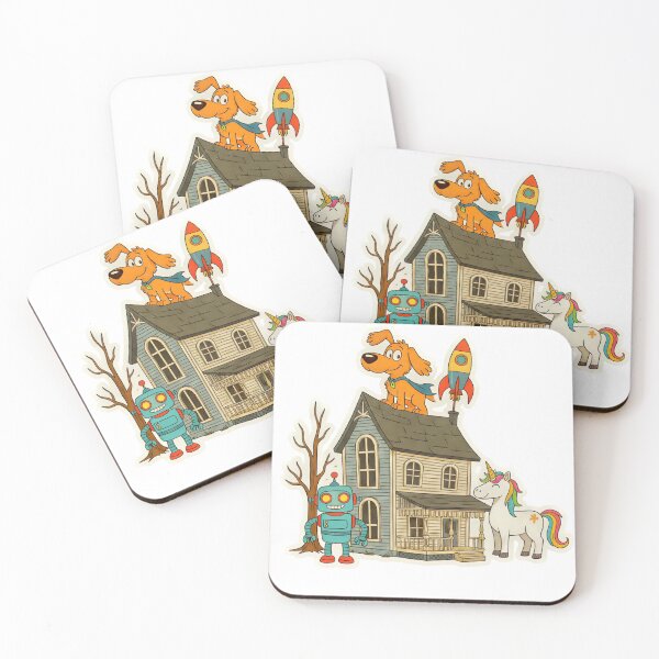 Item preview, Super-Dog, Robot, & Unicorn Adventure on the Old House Sticker designed and sold by XM STOREZ .