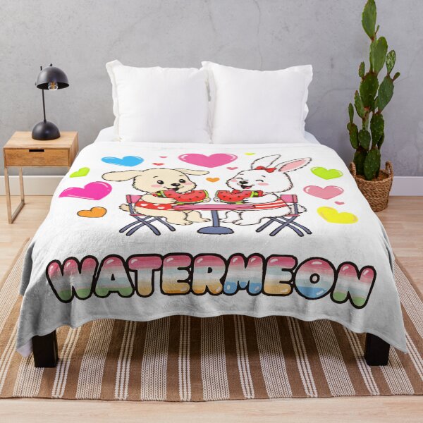 Item preview, Sweet Summer Love – Cute Bunny & Puppy Sharing Watermelon designed and sold by LoveMatchShop.