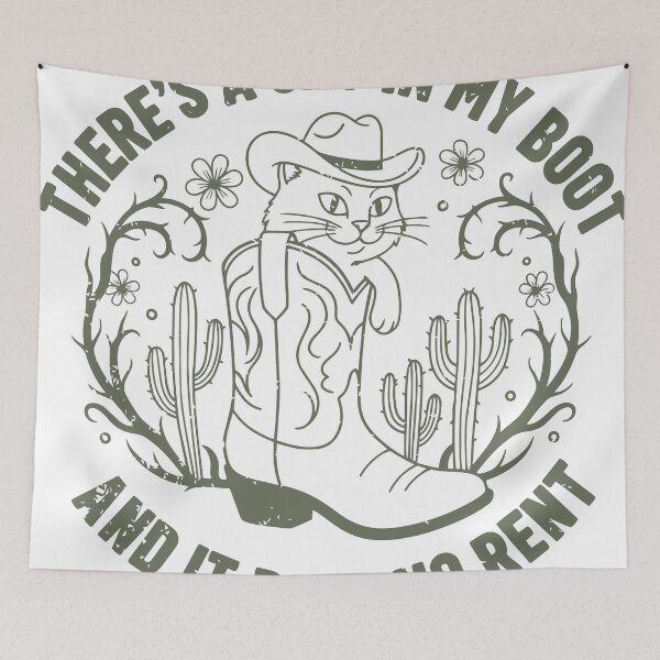 Item preview, Olive Cowboy Cat Shirt – Western Cozy Outlaw Tee, Rent-Free Humor designed and sold by Hostar2024.