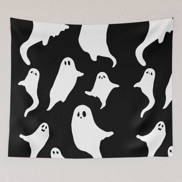 Item preview, Minimalist Spooky Ghosts: High Contrast Vector Pattern designed and sold by MoonlitDoodles1.