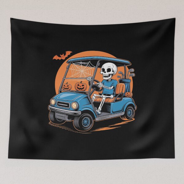 Item preview, Halloween Skeleton Golf Cart Golfer  designed and sold by lilLilaBatArt.