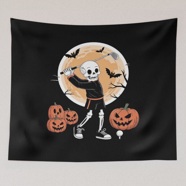 Item preview, Halloween Skeleton Playing Golf Golfer Boys Kids Men  designed and sold by lilLilaBatArt.