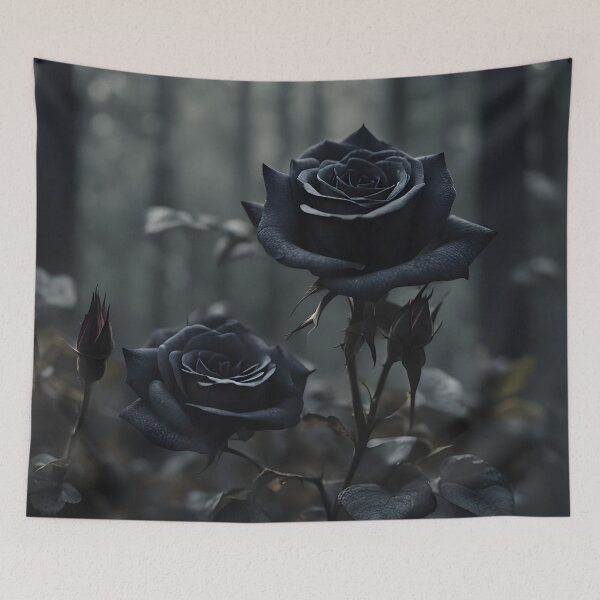 Item preview, Midnight Bloom – Elegant Black Roses Art Print designed and sold by PawPrintedArt.