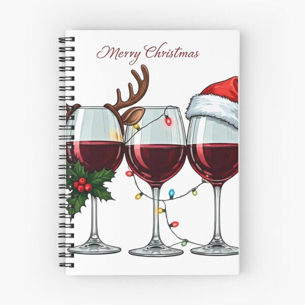 Item preview, Christmas Wine Glasses Illustration – Festive Holiday Art with Santa Hat, Reindeer Antlers and Colorful Lights designed and sold by PixelVibe782.
