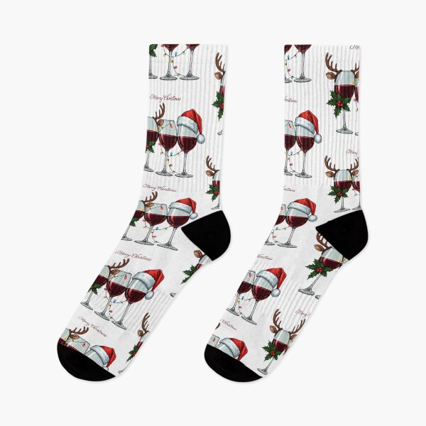 Item preview, Christmas Wine Glasses Illustration – Festive Holiday Art with Santa Hat, Reindeer Antlers and Colorful Lights designed and sold by PixelVibe782.