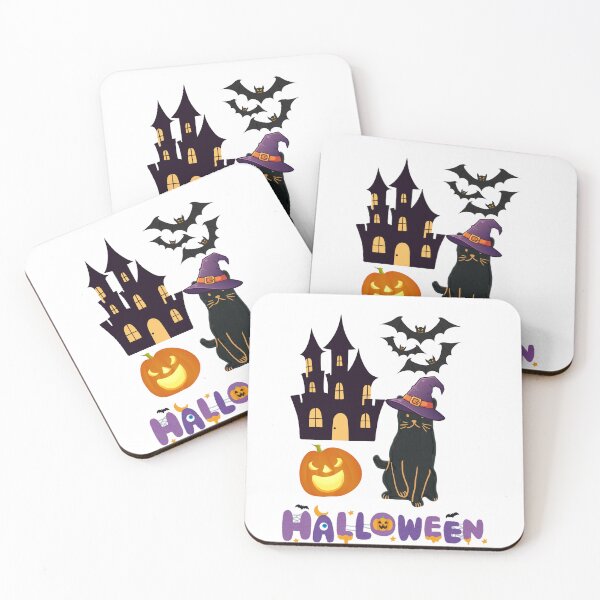 Item preview, Witch Cat and Haunted House Halloween Design designed and sold by Mayahoney15.