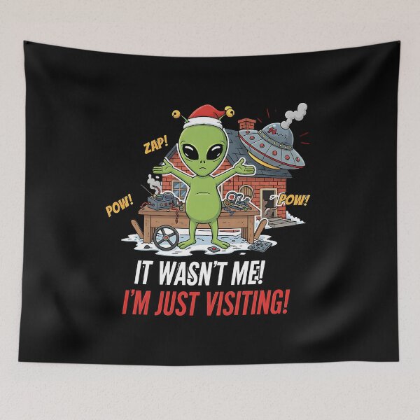 Item preview, Alien Visitor Causing Holiday Chaos designed and sold by Silent Watch Threads..