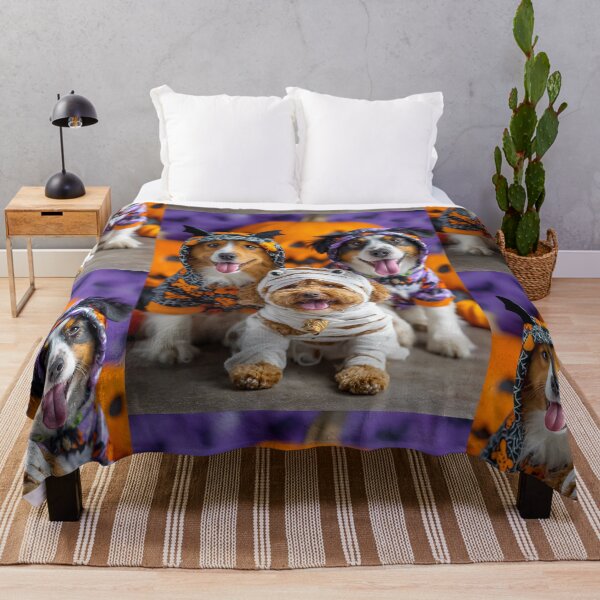 Item preview, Dog in Halloween Costumes – Adorable Mummy Kittens with Pumpkins and Spooky Background designed and sold by Grafititee.