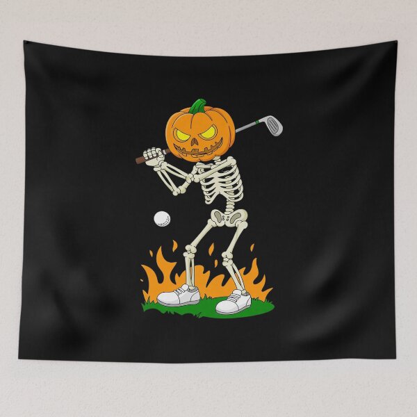 Item preview, Skeleton Golf Halloween Pumpkin Golfing Golfer  designed and sold by lilLilaBatArt.