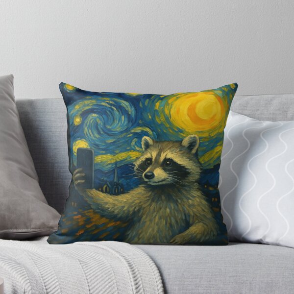 Item preview, Starry Night Van Gogh Raccoon Selfie designed and sold by NosandEdgy.