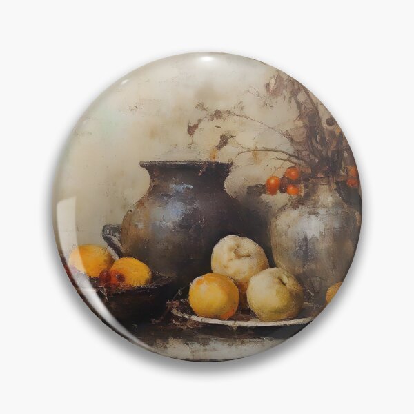 Item preview, Antique Kitchen Still Life, Dark Moody Floral Still Art, Vintage Vases and Fruits Painting, Country Kitchen Print, Dark Academia Decor designed and sold by SavageVision.