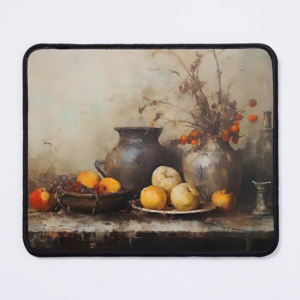 Item preview, Antique Kitchen Still Life, Dark Moody Floral Still Art, Vintage Vases and Fruits Painting, Country Kitchen Print, Dark Academia Decor designed and sold by SavageVision.