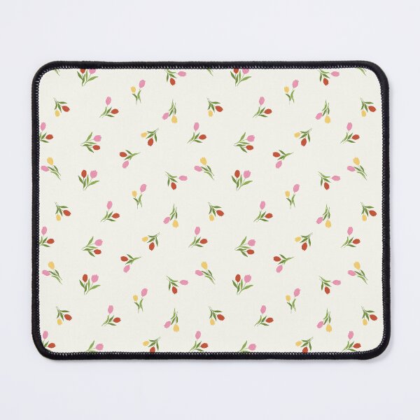 Item preview, small ditsy colorful pink red yellow cute tulip florals tossed all over designed and sold by PrettywithColor.