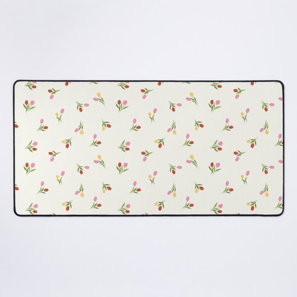 Item preview, small ditsy colorful pink red yellow cute tulip florals tossed all over designed and sold by PrettywithColor.
