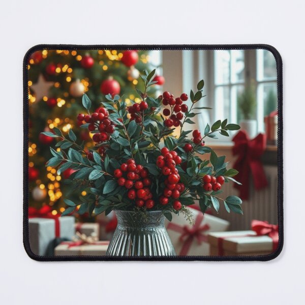 Item preview, Festive Winter Berry and Evergreen Bouquet with Glowing Christmas Tree & Presents designed and sold by Vida e Arte.