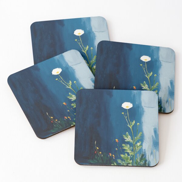 Item preview, White poppy against blue designed and sold by ArtHouseNiklas.