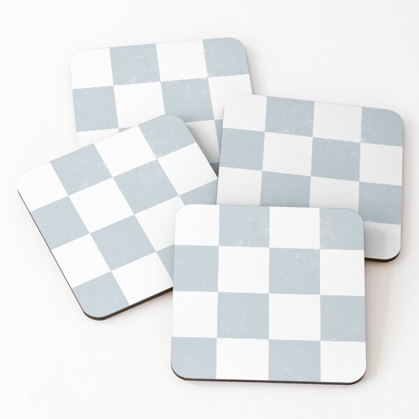 Item preview, Distressed look dusty blue and white chess checkerboard designed and sold by PrettywithColor.