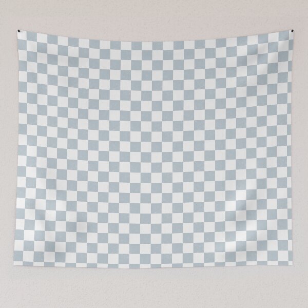 Item preview, Distressed look dusty blue and white chess checkerboard designed and sold by PrettywithColor.