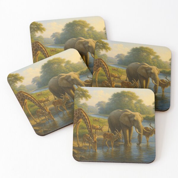 Item preview, Animais selvagens no rio ao entardecer   designed and sold by Leonornature.