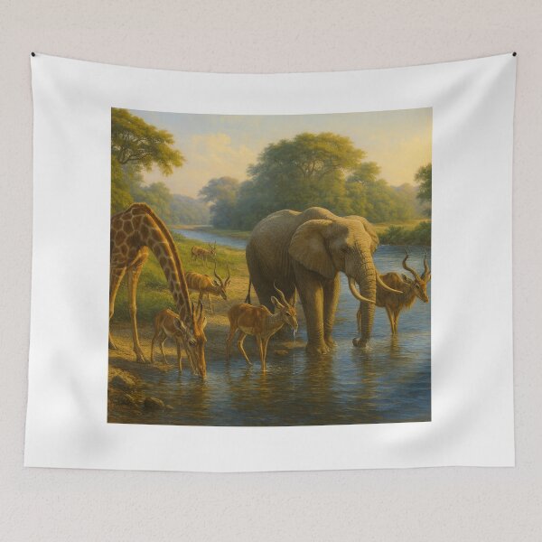 Item preview, Animais selvagens no rio ao entardecer   designed and sold by Leonornature.