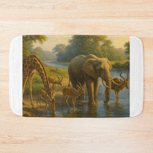 Item preview, Animais selvagens no rio ao entardecer   designed and sold by Leonornature.