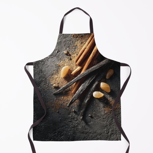 Item preview, Spices and natural ingredients on a dark surface, highlighting cinnamon and vanilla designed and sold by Jerhus.