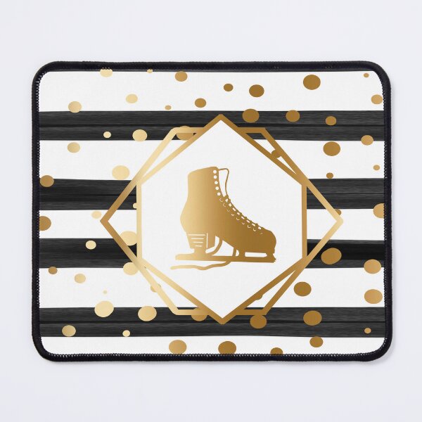 Item preview, Gold Figure Skate on Black and White Stripes with Gold Dots designed and sold by Purposely Designed.