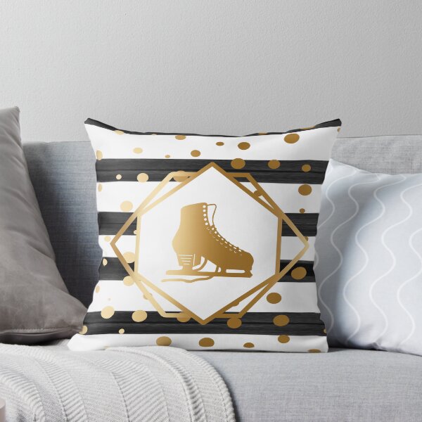 Item preview, Gold Figure Skate on Black and White Stripes with Gold Dots designed and sold by Purposely Designed.