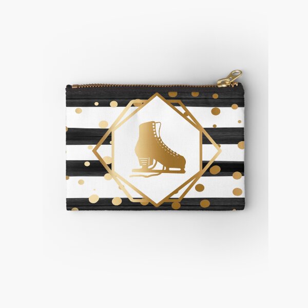Item preview, Gold Figure Skate on Black and White Stripes with Gold Dots designed and sold by Purposely Designed.