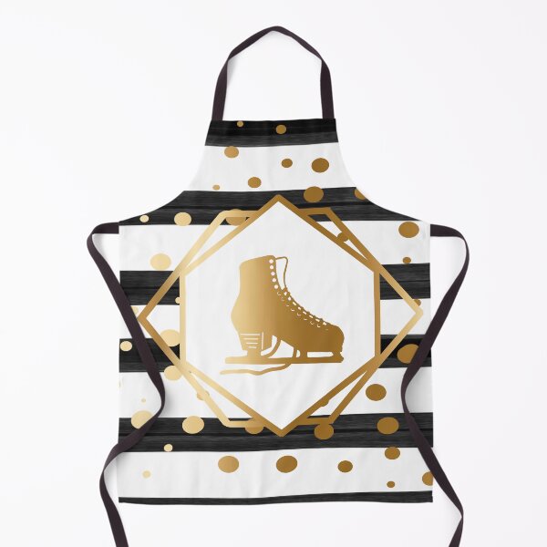 Item preview, Gold Figure Skate on Black and White Stripes with Gold Dots designed and sold by Purposely Designed.