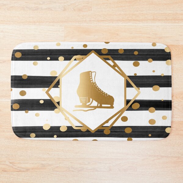Item preview, Gold Figure Skate on Black and White Stripes with Gold Dots designed and sold by Purposely Designed.
