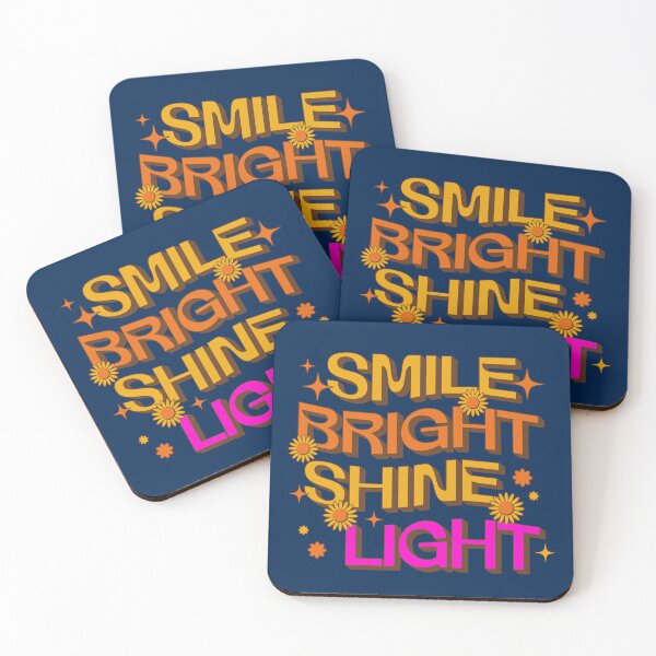 Item preview, Smile Bright Shine Light - Groovy 70s Motivational Typography designed and sold by SaadArtCo.