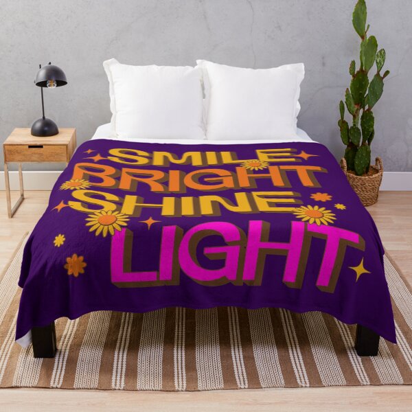 Item preview, Smile Bright Shine Light - Groovy 70s Motivational Typography designed and sold by SaadArtCo.