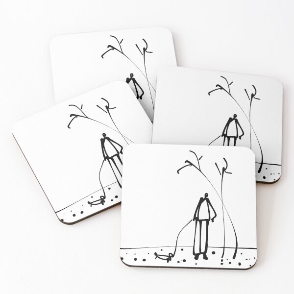 Item preview, Simple Line Drawing of a Person Walking a Small Dog in the Park designed and sold by Red Onion.