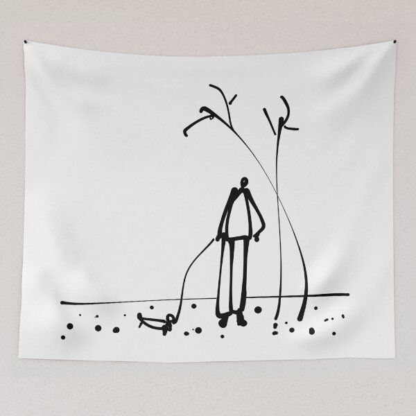 Item preview, Simple Line Drawing of a Person Walking a Small Dog in the Park designed and sold by Red Onion.