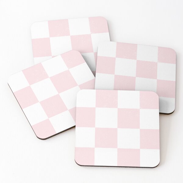 Item preview, Distressed look soft pink and white chess checkers checkerboard designed and sold by PrettywithColor.