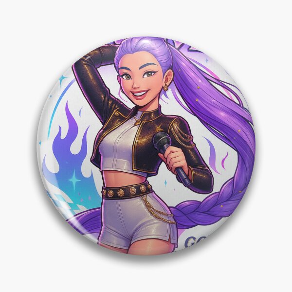 Item preview, Purple Glow hunter Girl – Golden Energy button  designed and sold by Dreamy Panda Studio .