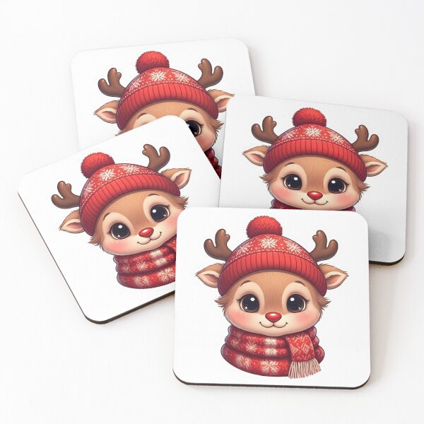 Item preview, Cute Kawaii Baby Christmas Reindeer Illustration | Adorable Winter Deer with Knitted Hat & Scarf | Sweet Holiday Art designed and sold by PixelVibe782.