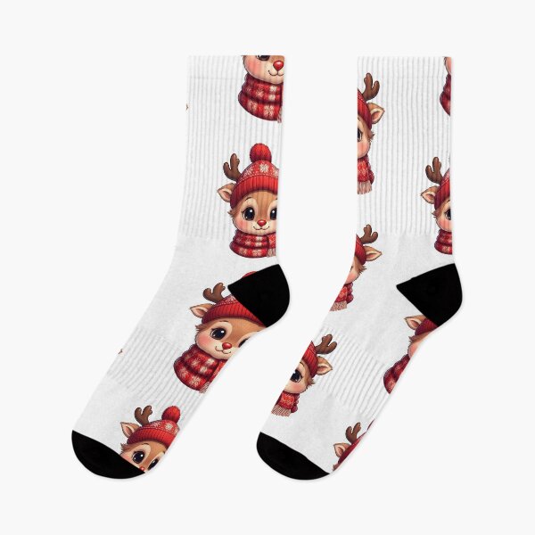 Item preview, Cute Kawaii Baby Christmas Reindeer Illustration | Adorable Winter Deer with Knitted Hat & Scarf | Sweet Holiday Art designed and sold by PixelVibe782.
