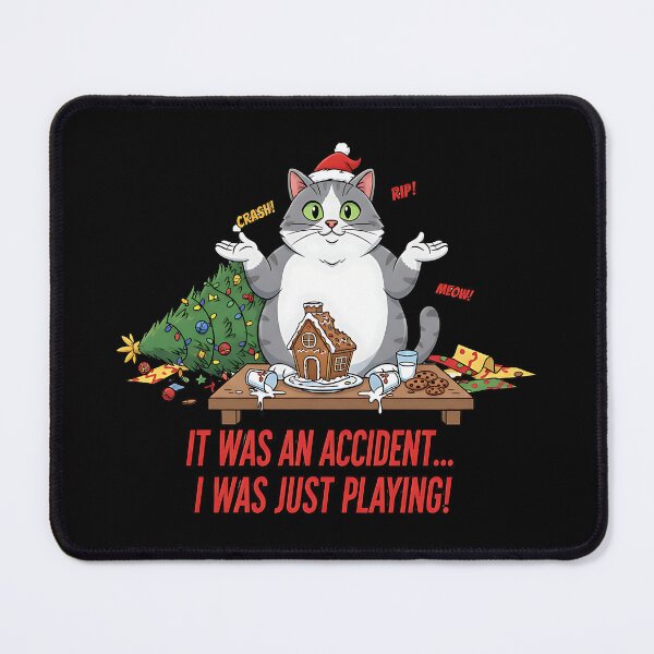 Item preview, Mischievous Cat Destroys Christmas Gingerbread House designed and sold by Silent Watch Threads..